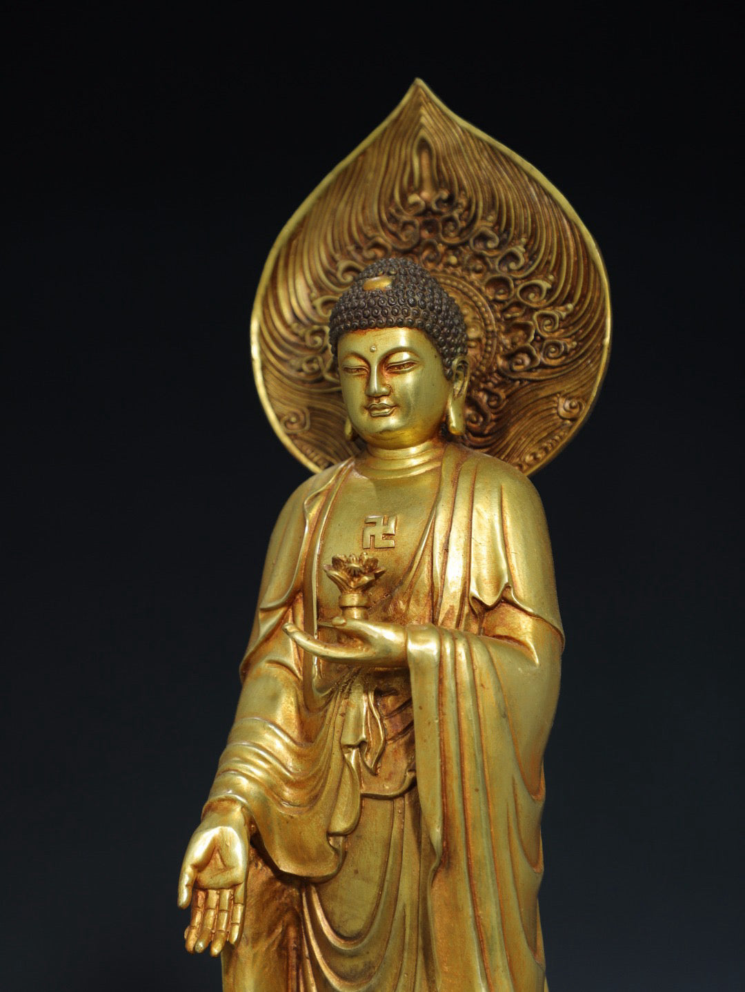Chinese antique pure copper statue of Amitabha Buddha