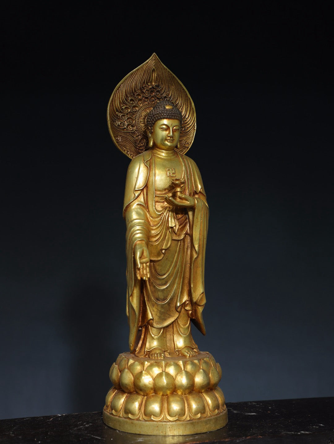 Chinese antique pure copper statue of Amitabha Buddha