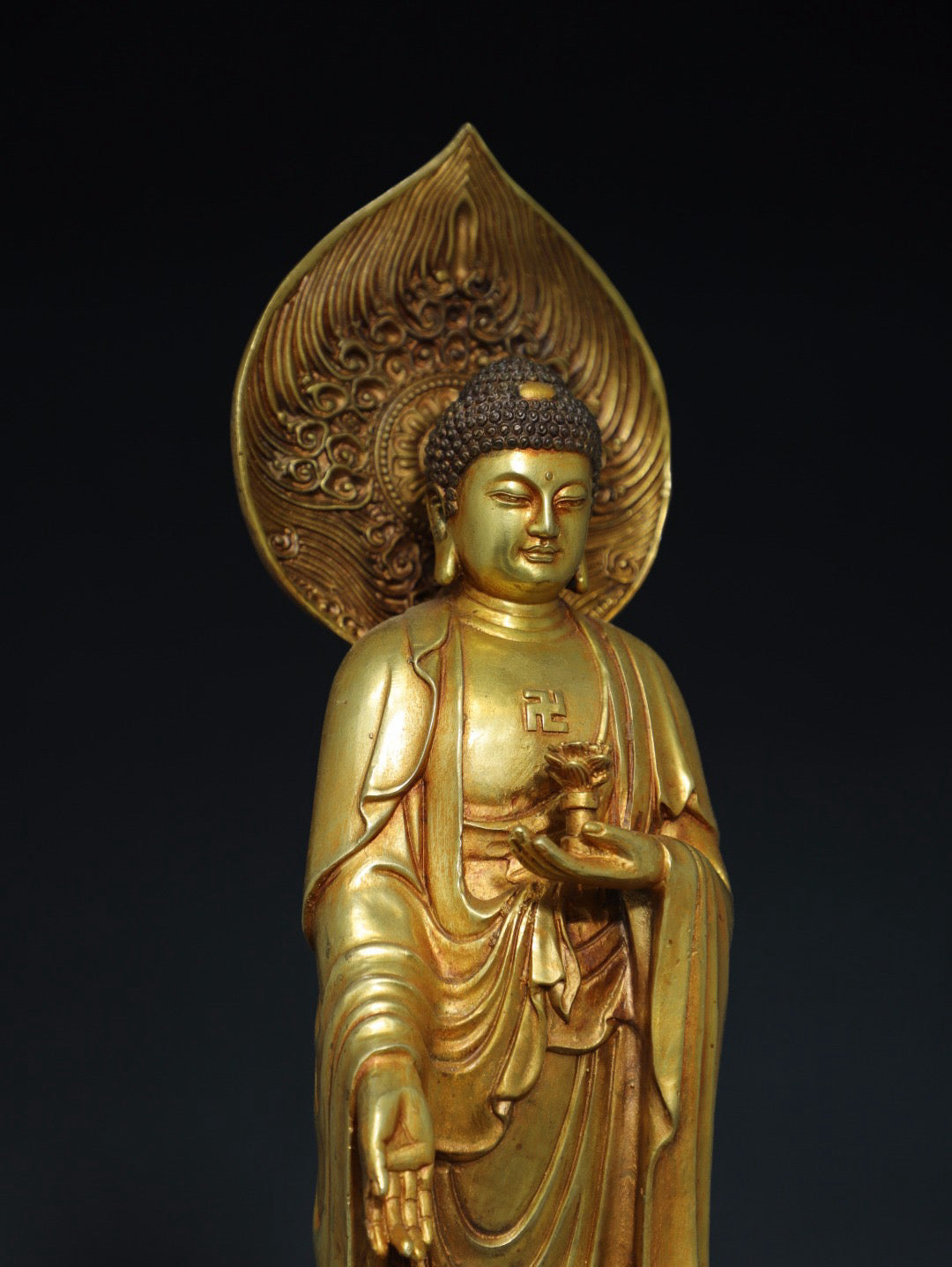 Chinese antique pure copper statue of Amitabha Buddha