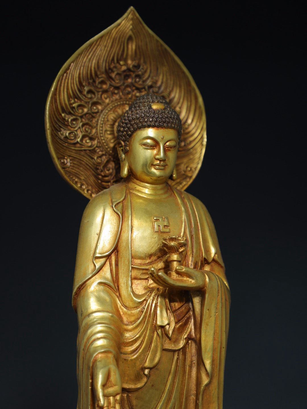 Chinese antique pure copper statue of Amitabha Buddha