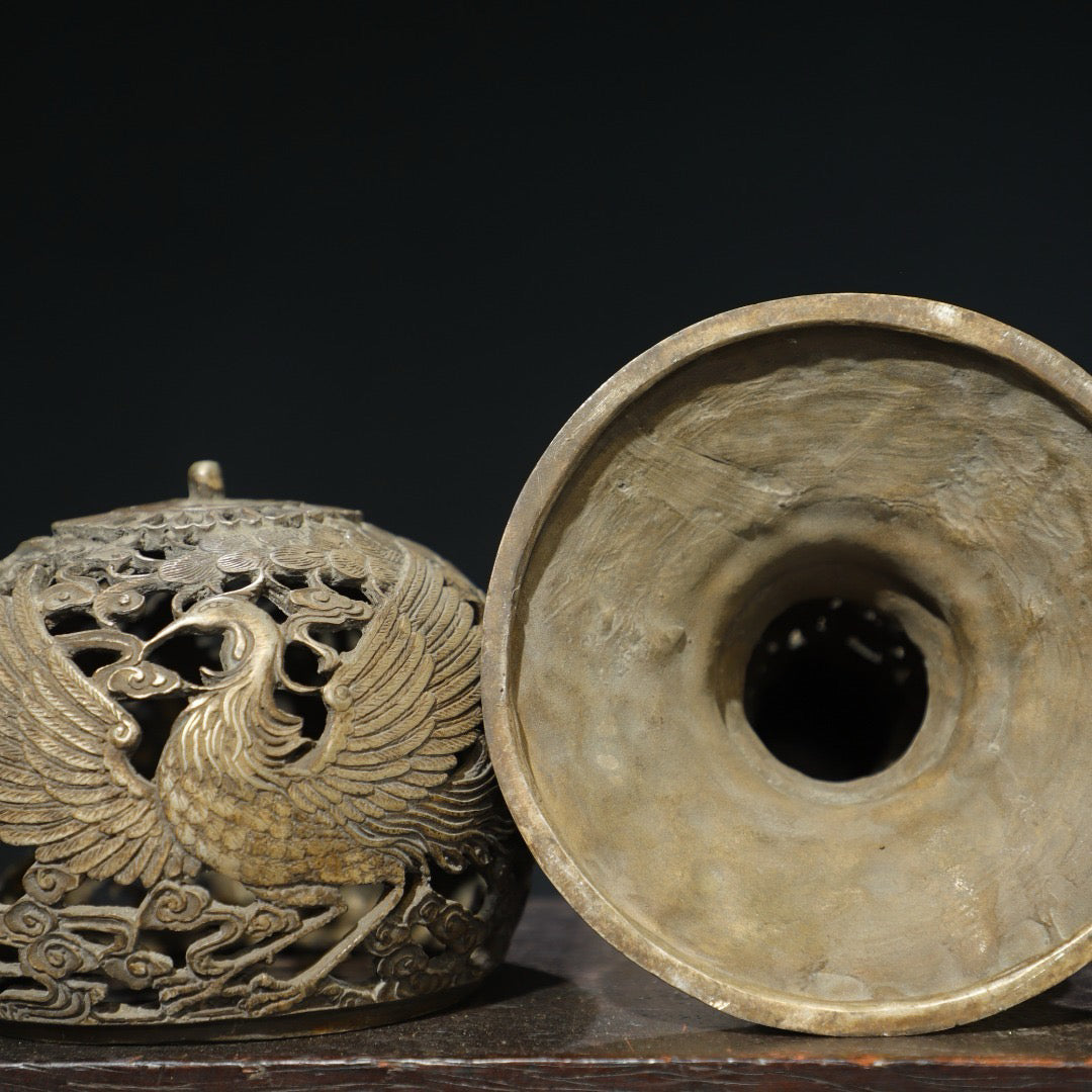 Gilded Silver [Dragon and Phoenix] Palace Lantern Pair