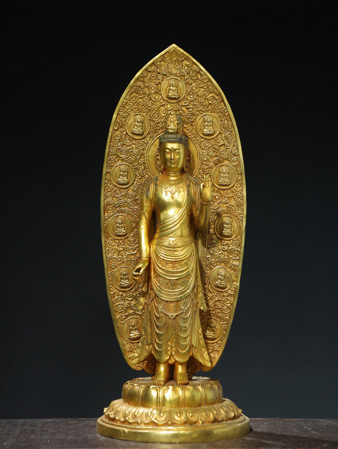 Bronze gilded Guanyin Buddha statue