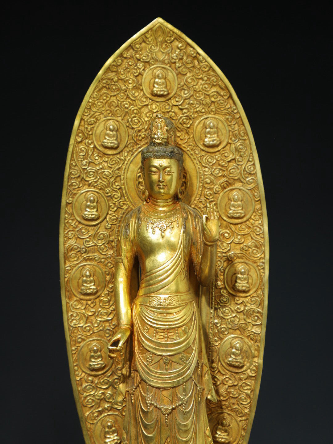 Bronze gilded Guanyin Buddha statue