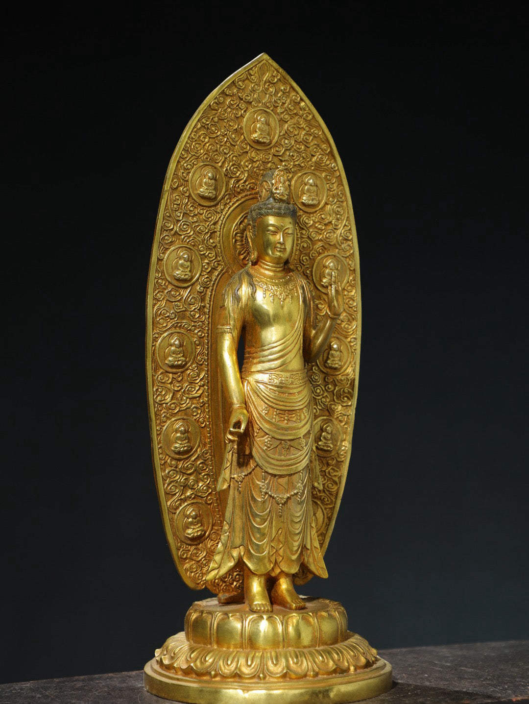 Bronze gilded Guanyin Buddha statue