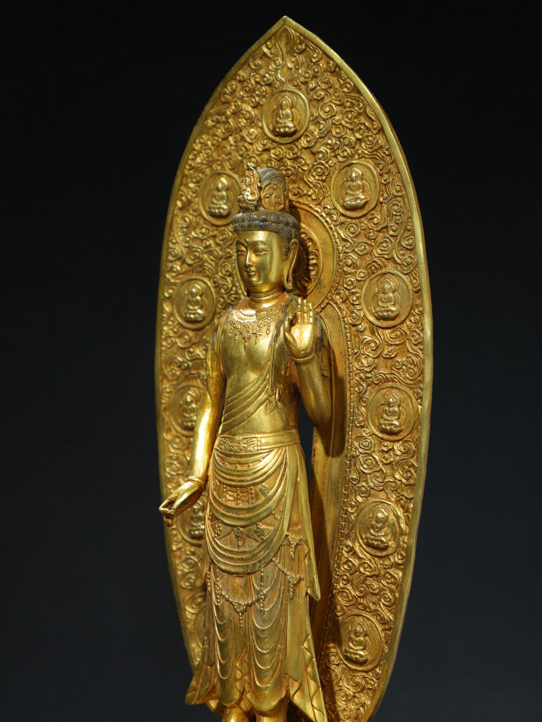 Bronze gilded Guanyin Buddha statue