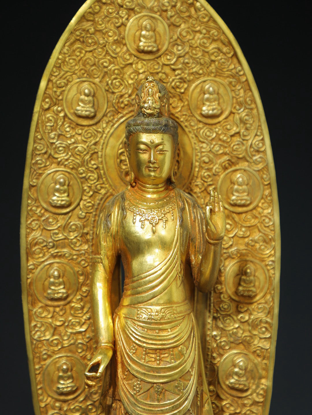 Bronze gilded Guanyin Buddha statue