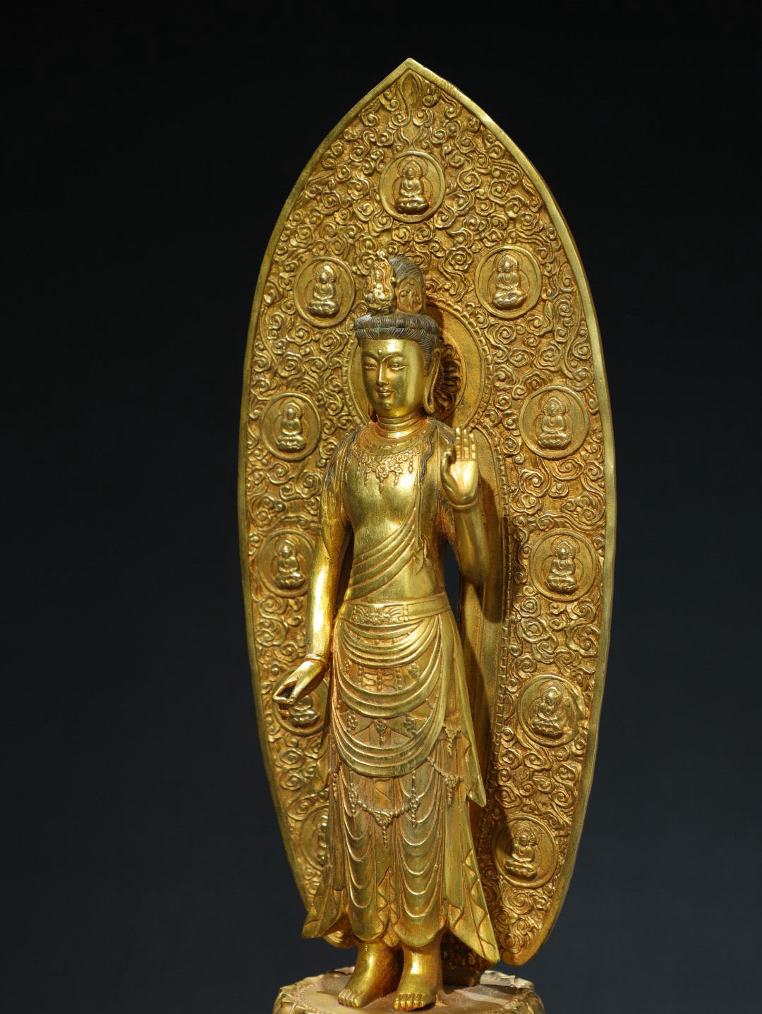 Bronze gilded Guanyin Buddha statue