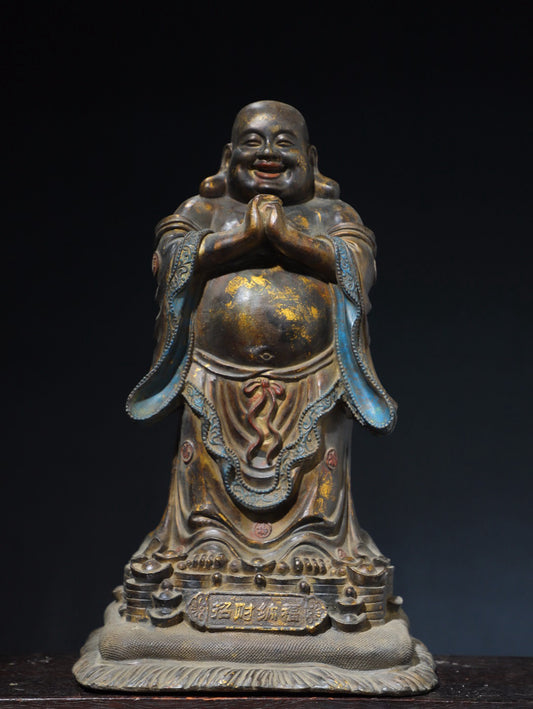Chinese antique pure copper statue of Maitreya Buddha
