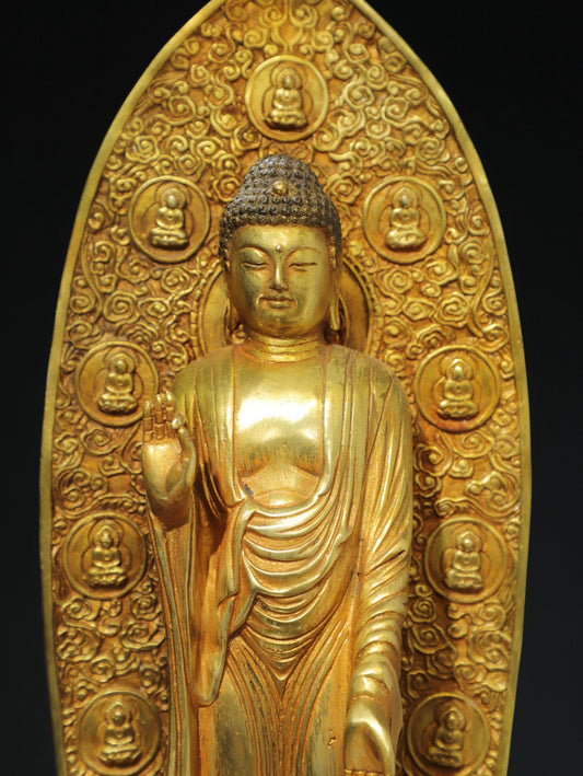 Bronze gilded Buddha statue of Amitabha Buddha