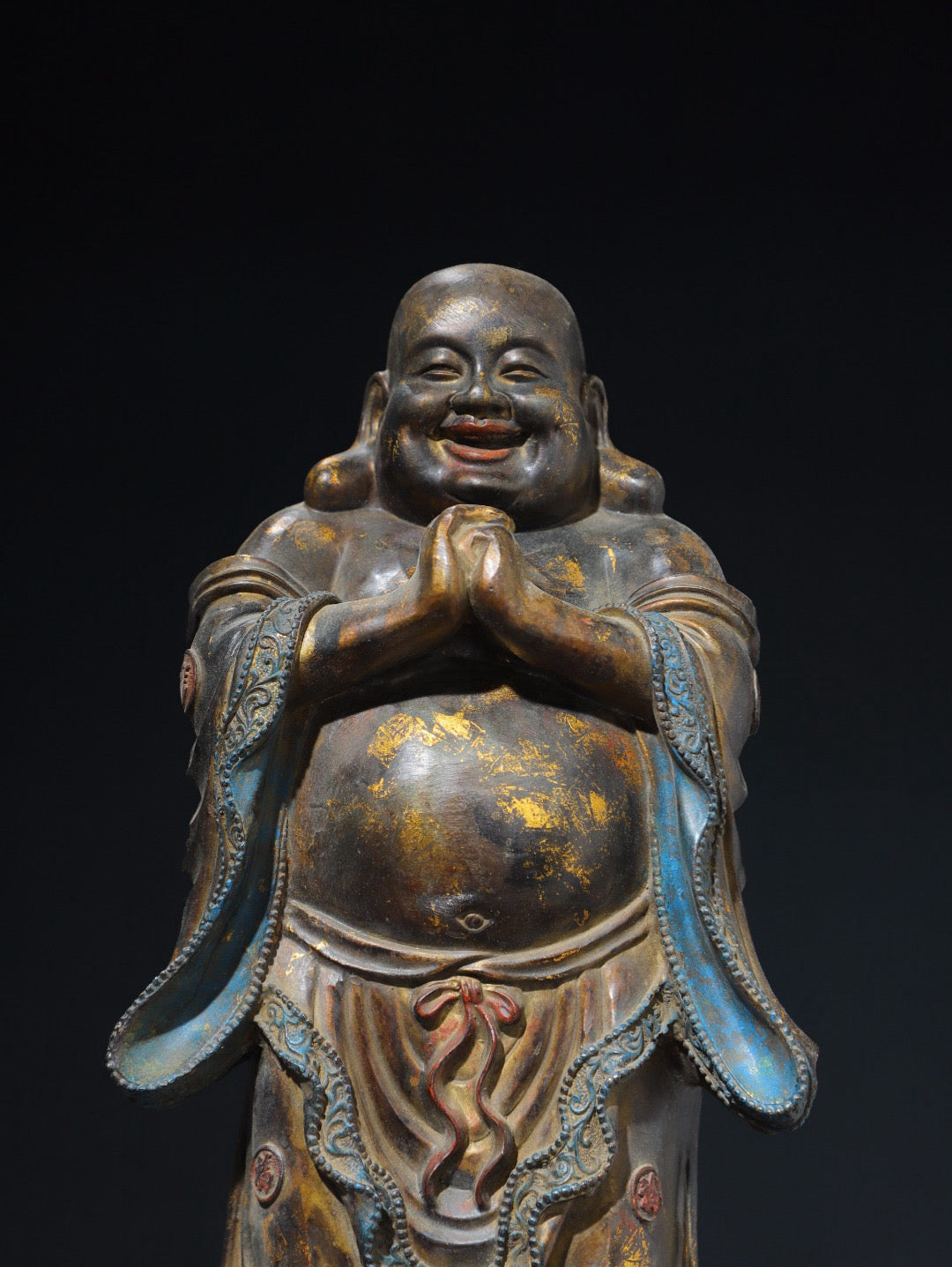 Chinese antique pure copper statue of Maitreya Buddha