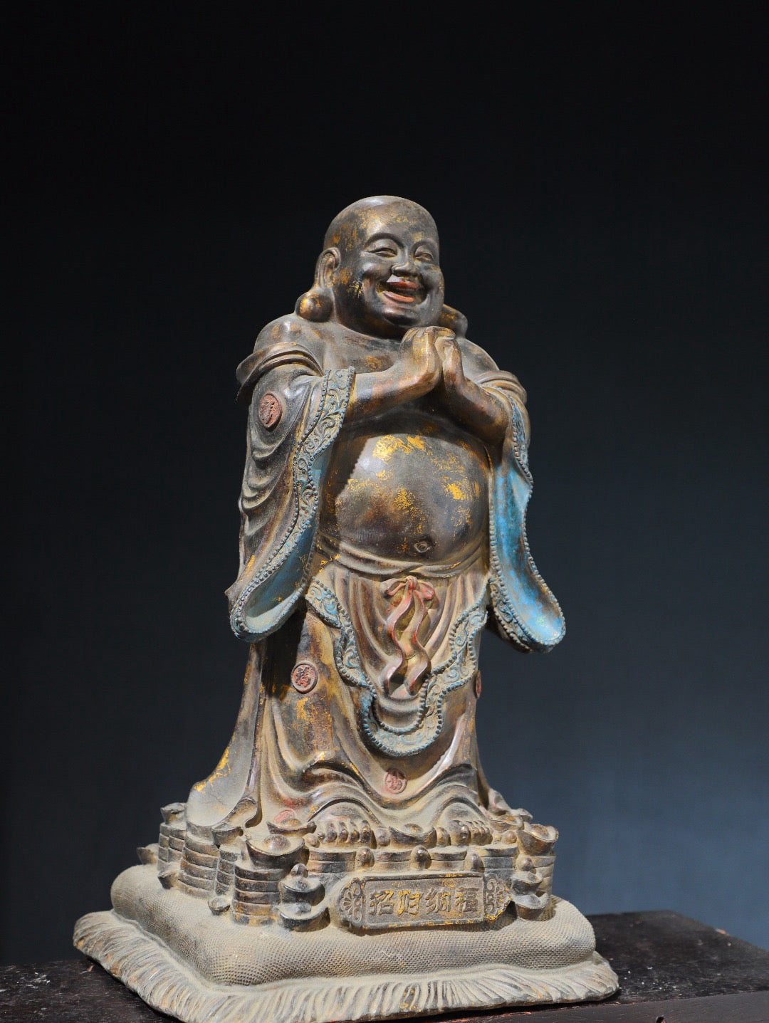 Chinese antique pure copper statue of Maitreya Buddha