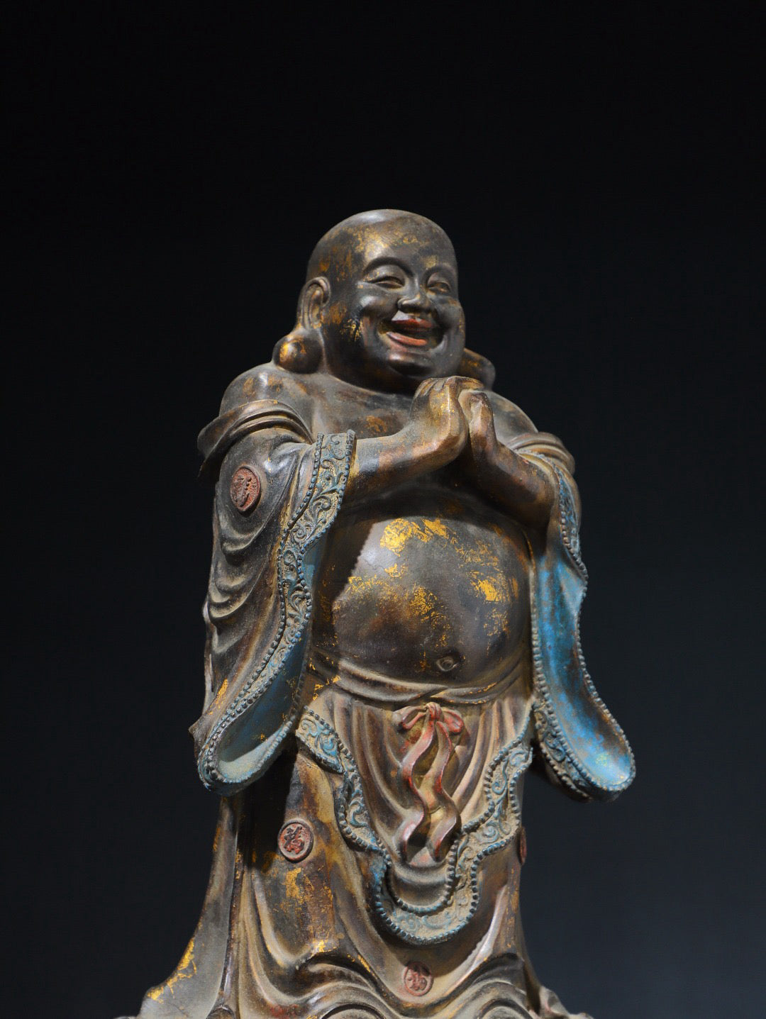Chinese antique pure copper statue of Maitreya Buddha