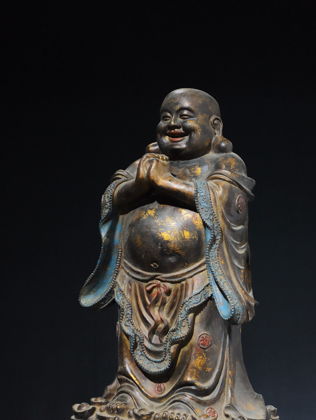 Chinese antique pure copper statue of Maitreya Buddha