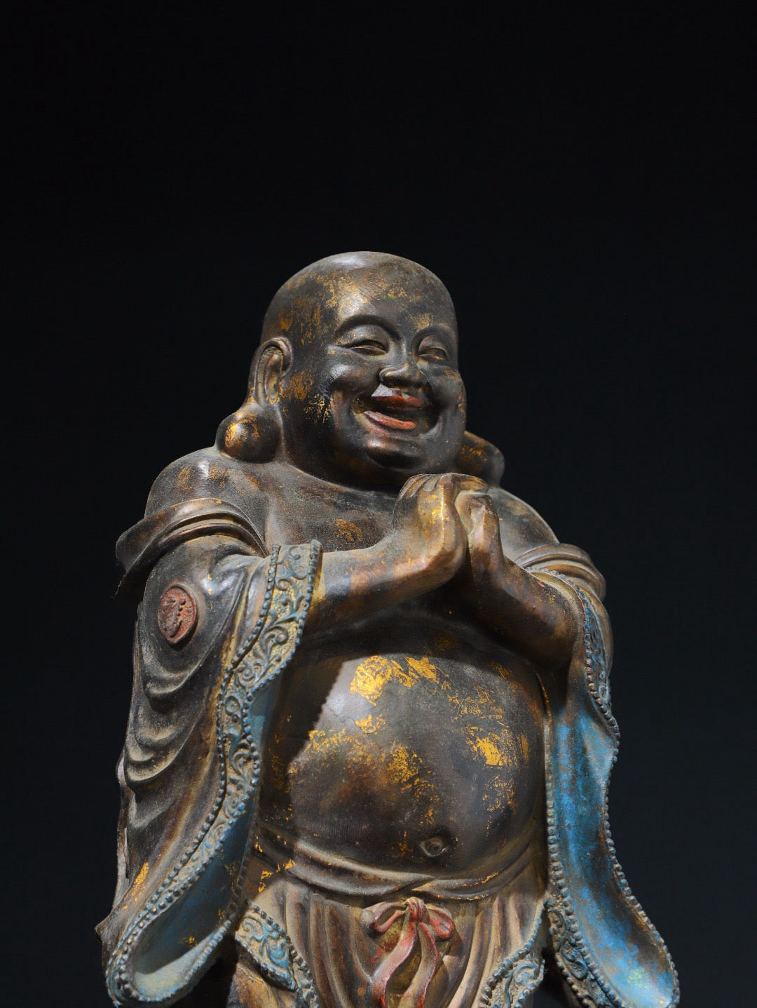 Chinese antique pure copper statue of Maitreya Buddha