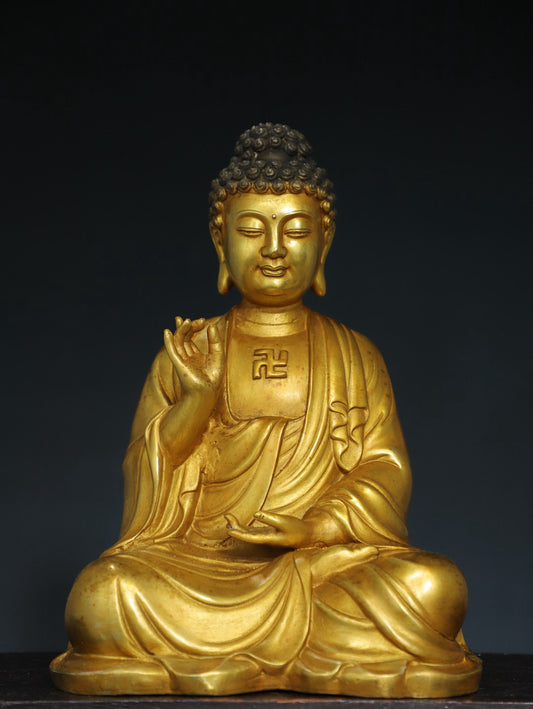 Chinese antique pure copper Buddha statue of the Great Sun Tathagata