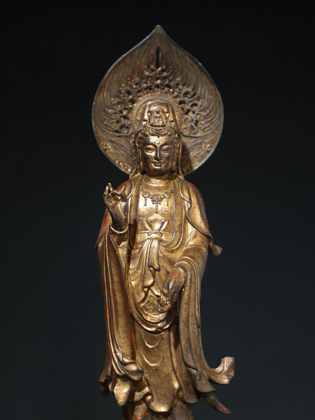 Bronze clay and gold statue of Guanyin Bodhisattva