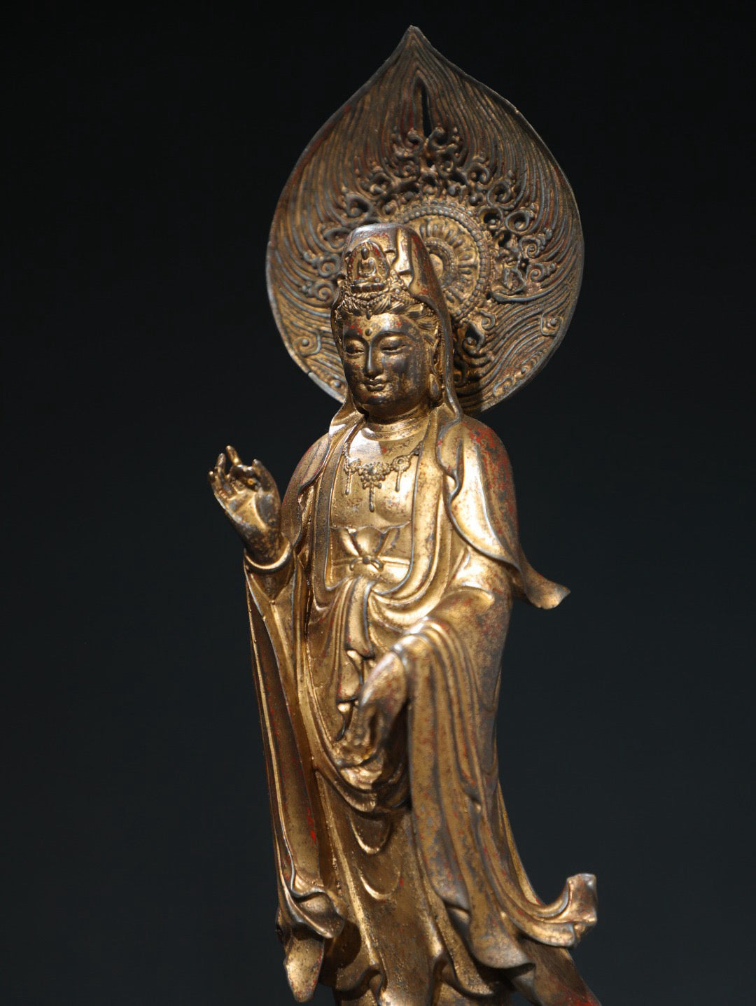 Bronze clay and gold statue of Guanyin Bodhisattva