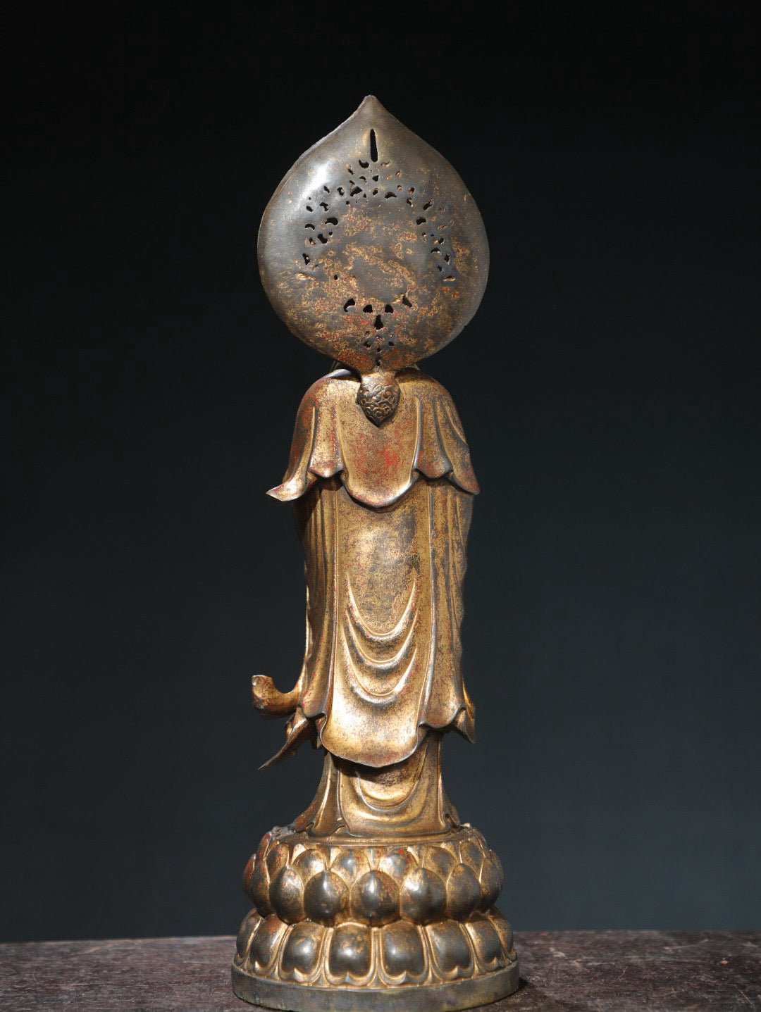 Bronze clay and gold statue of Guanyin Bodhisattva