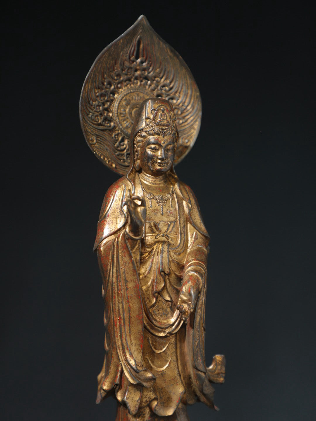 Bronze clay and gold statue of Guanyin Bodhisattva
