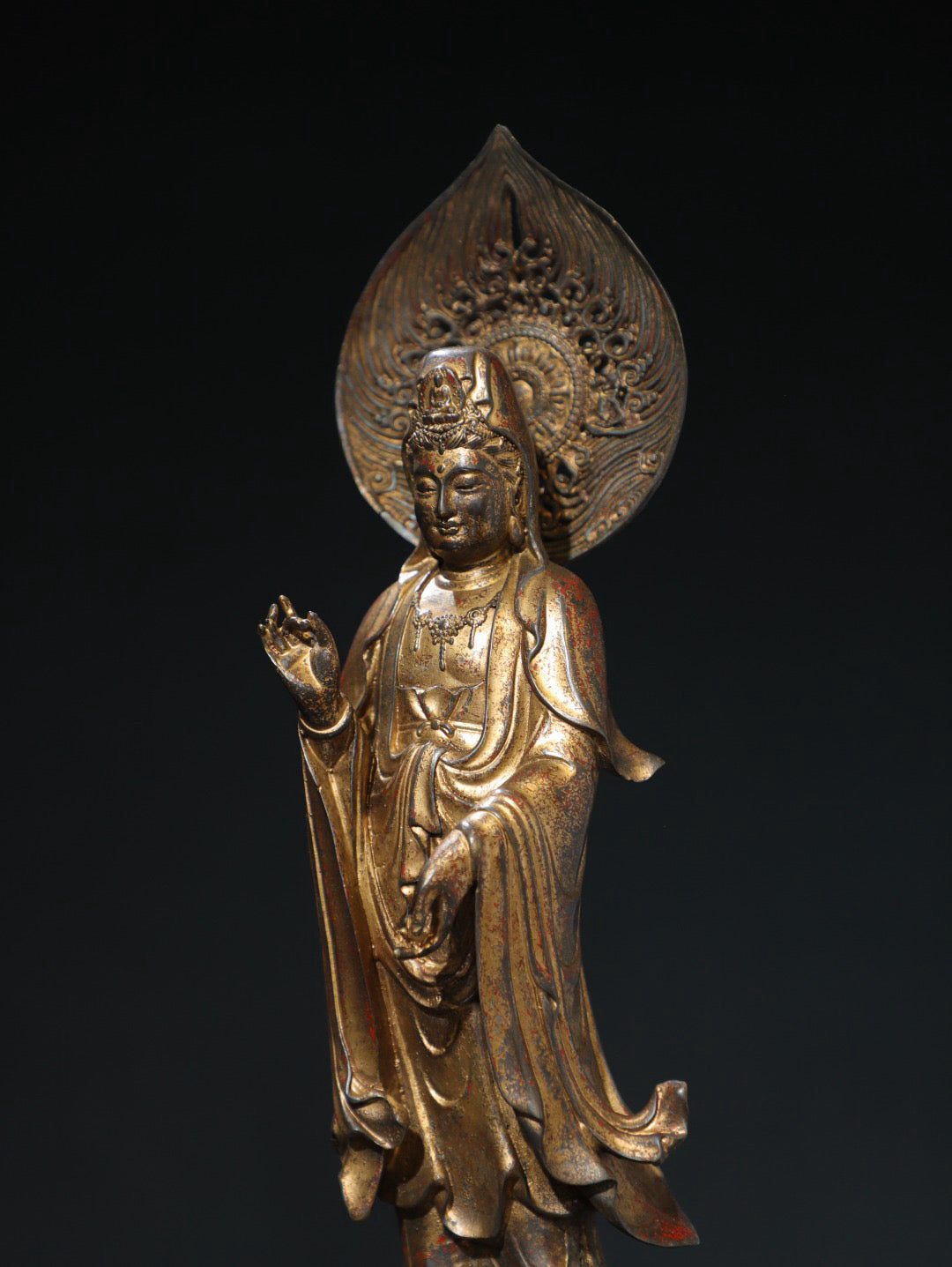 Bronze clay and gold statue of Guanyin Bodhisattva