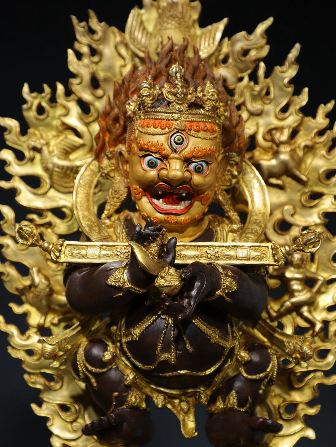 Chinese Antique Pure Copper Buddha Statue in the Big Black Sky