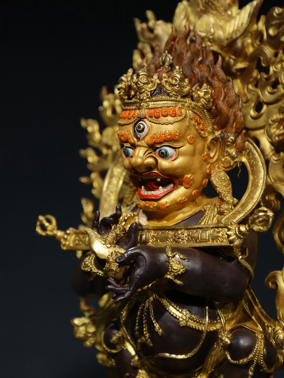 Chinese Antique Pure Copper Buddha Statue in the Big Black Sky