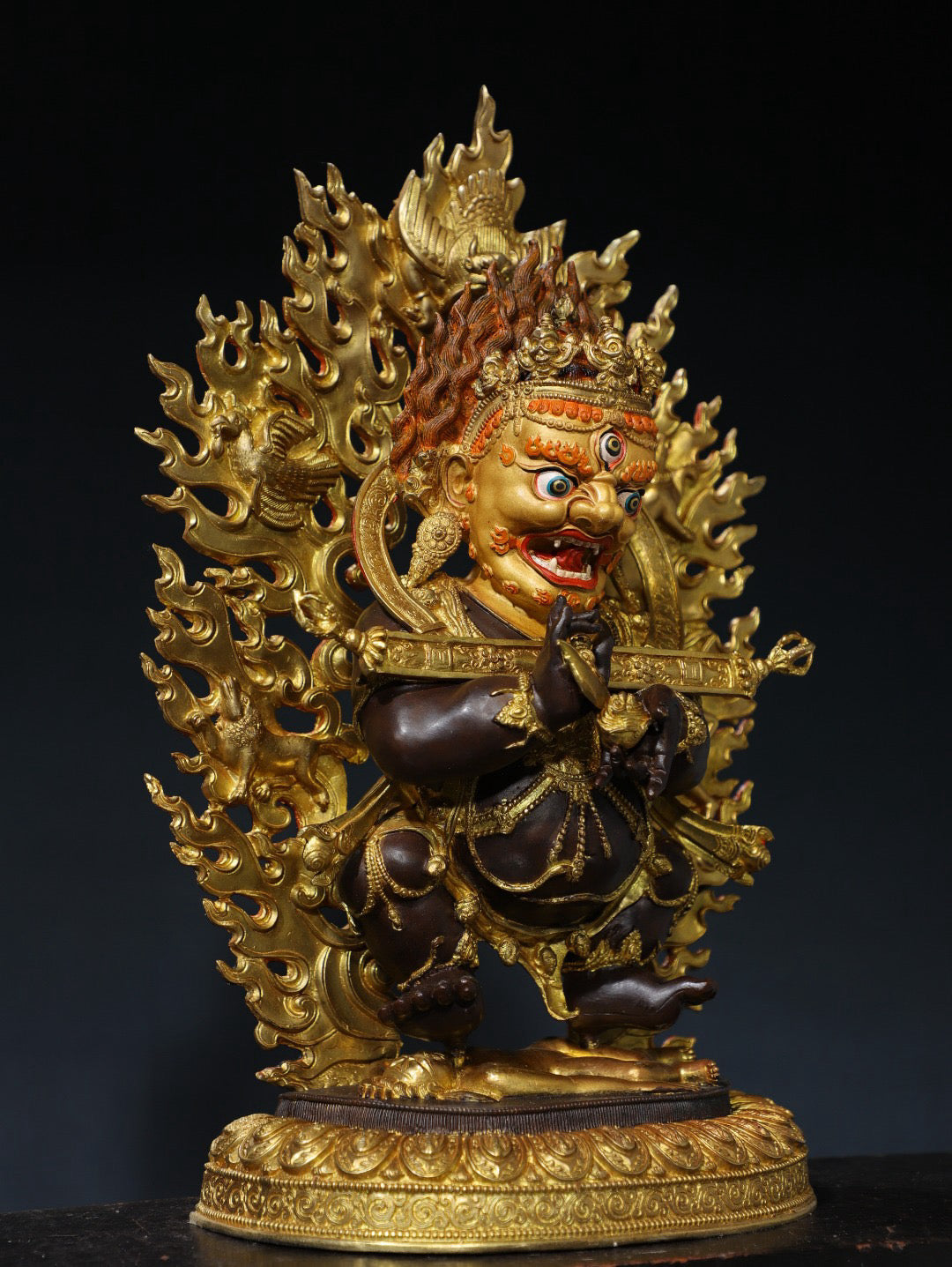 Chinese Antique Pure Copper Buddha Statue in the Big Black Sky