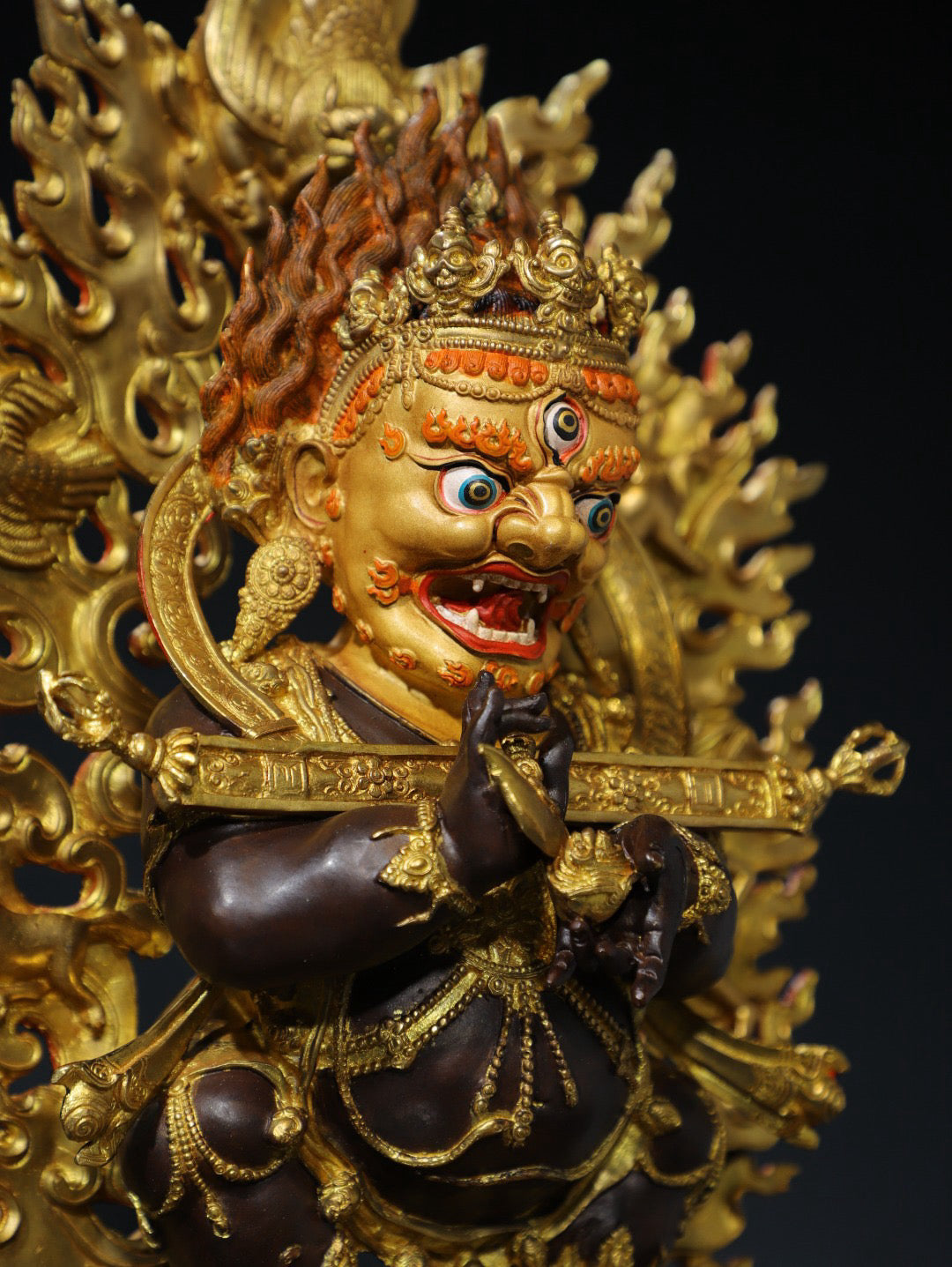Chinese Antique Pure Copper Buddha Statue in the Big Black Sky