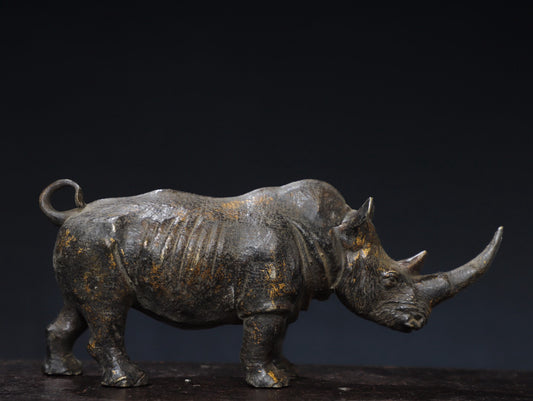 Chinese antique pure copper rhinoceros ornament