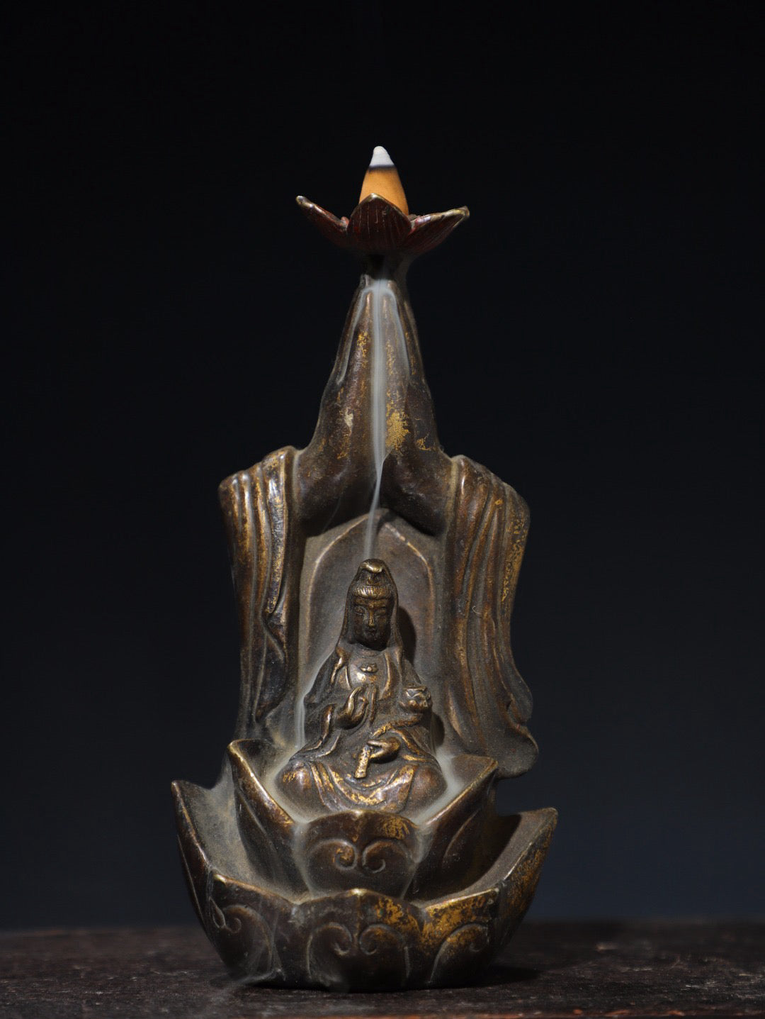 Chinese Antique Pure Copper [Guanyin] Backflow Fragrance
