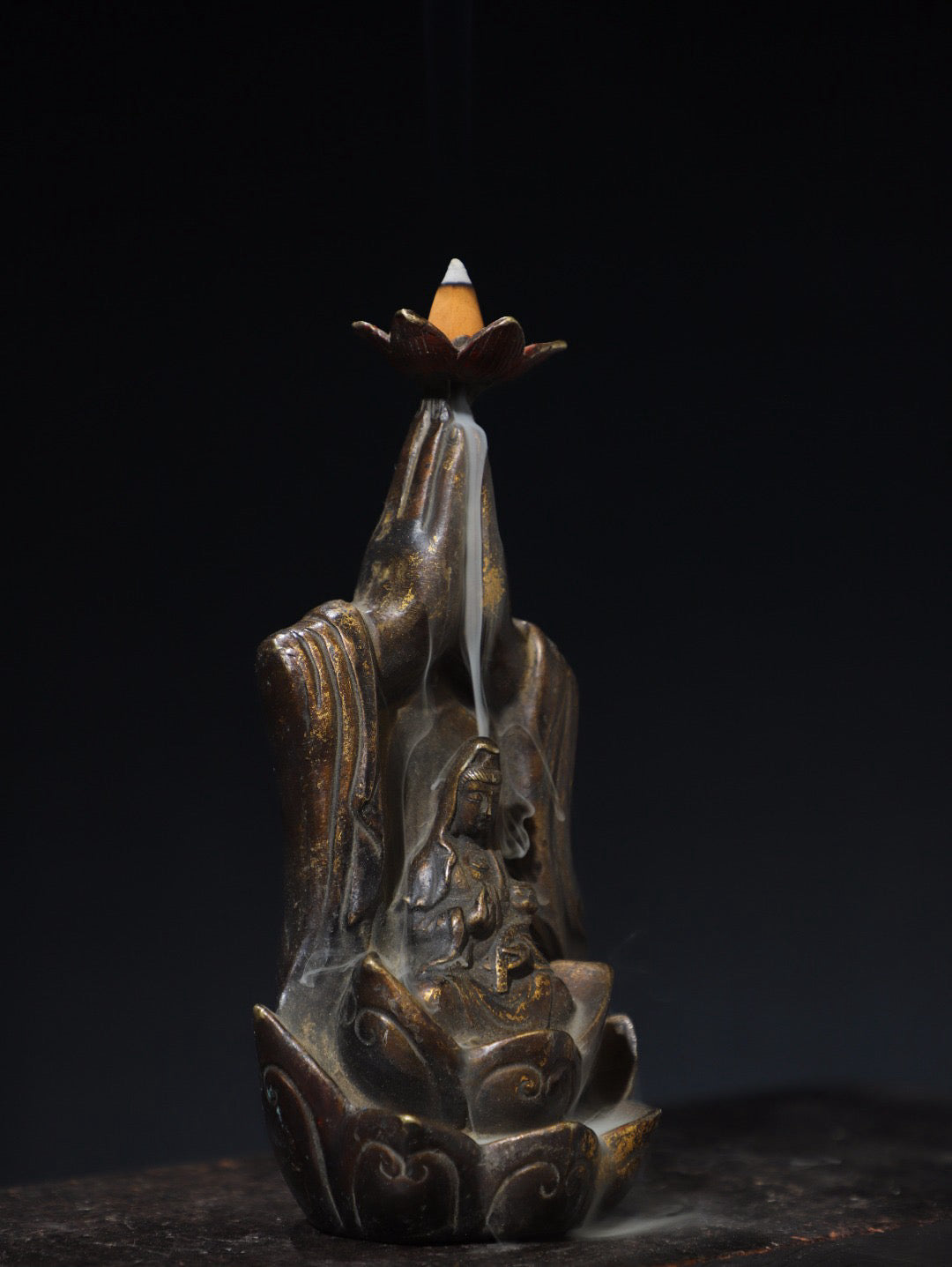 Chinese Antique Pure Copper [Guanyin] Backflow Fragrance
