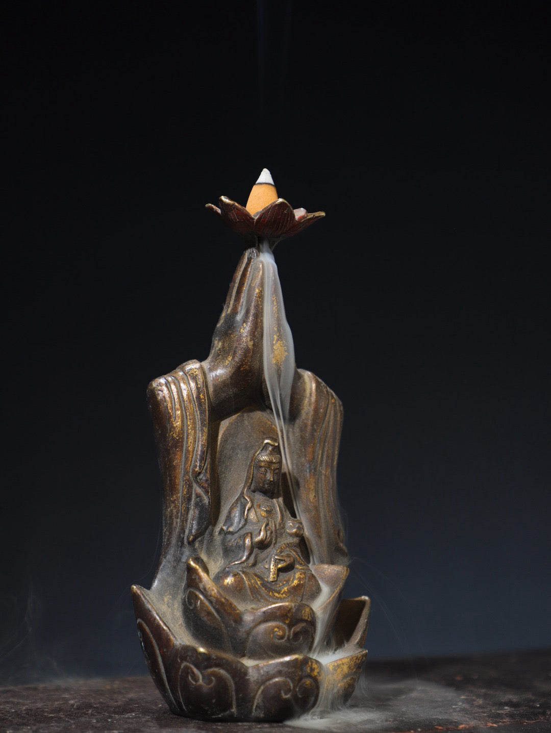 Chinese Antique Pure Copper [Guanyin] Backflow Fragrance