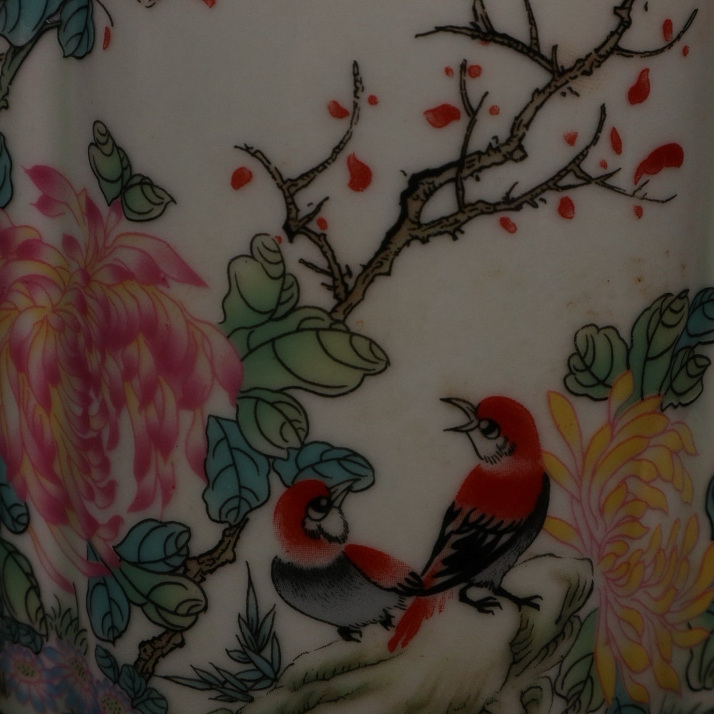 Pink flower and bird pattern tea jar