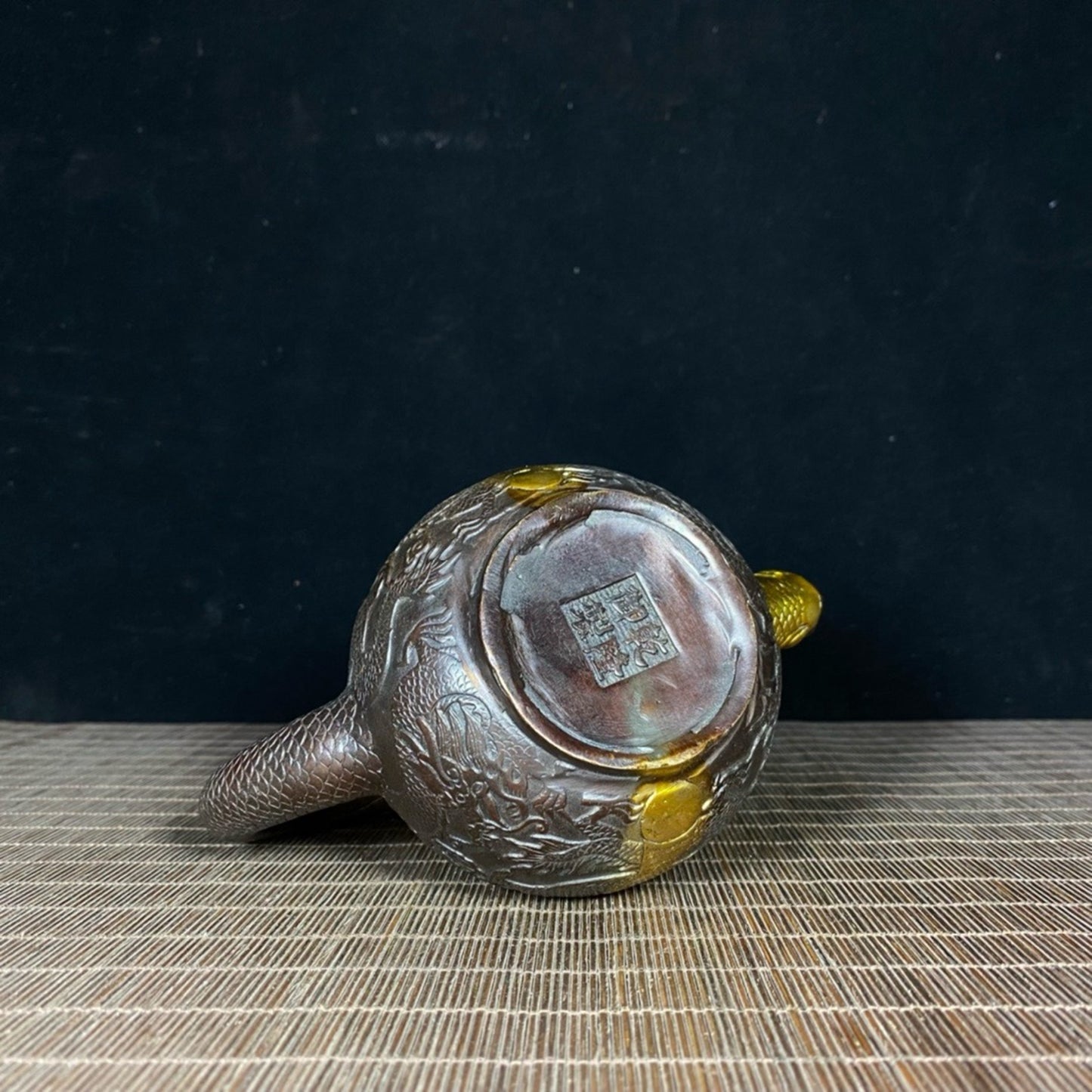 Pure copper gold-plated dragon play water tap pot
