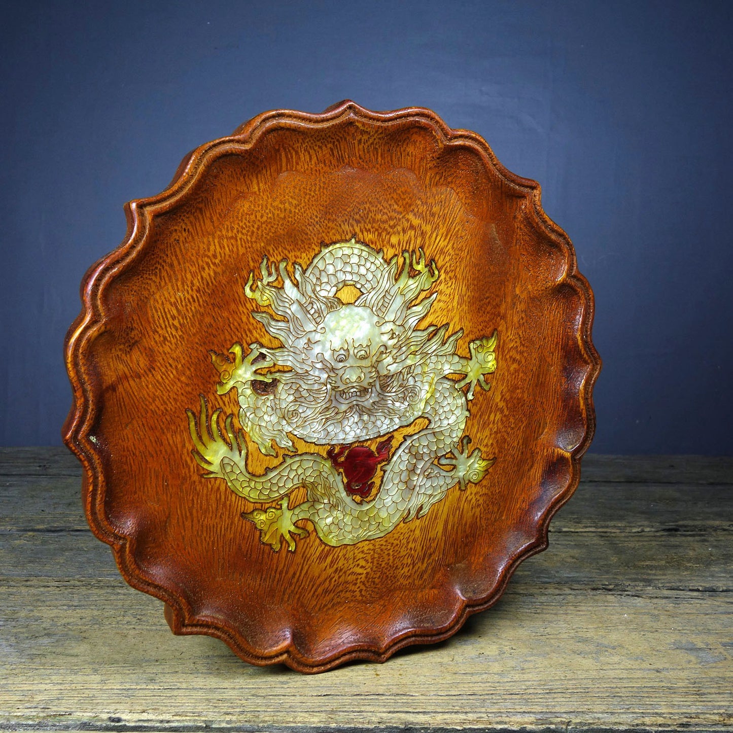 Chinese antique rosewood tea plate and fruit plate