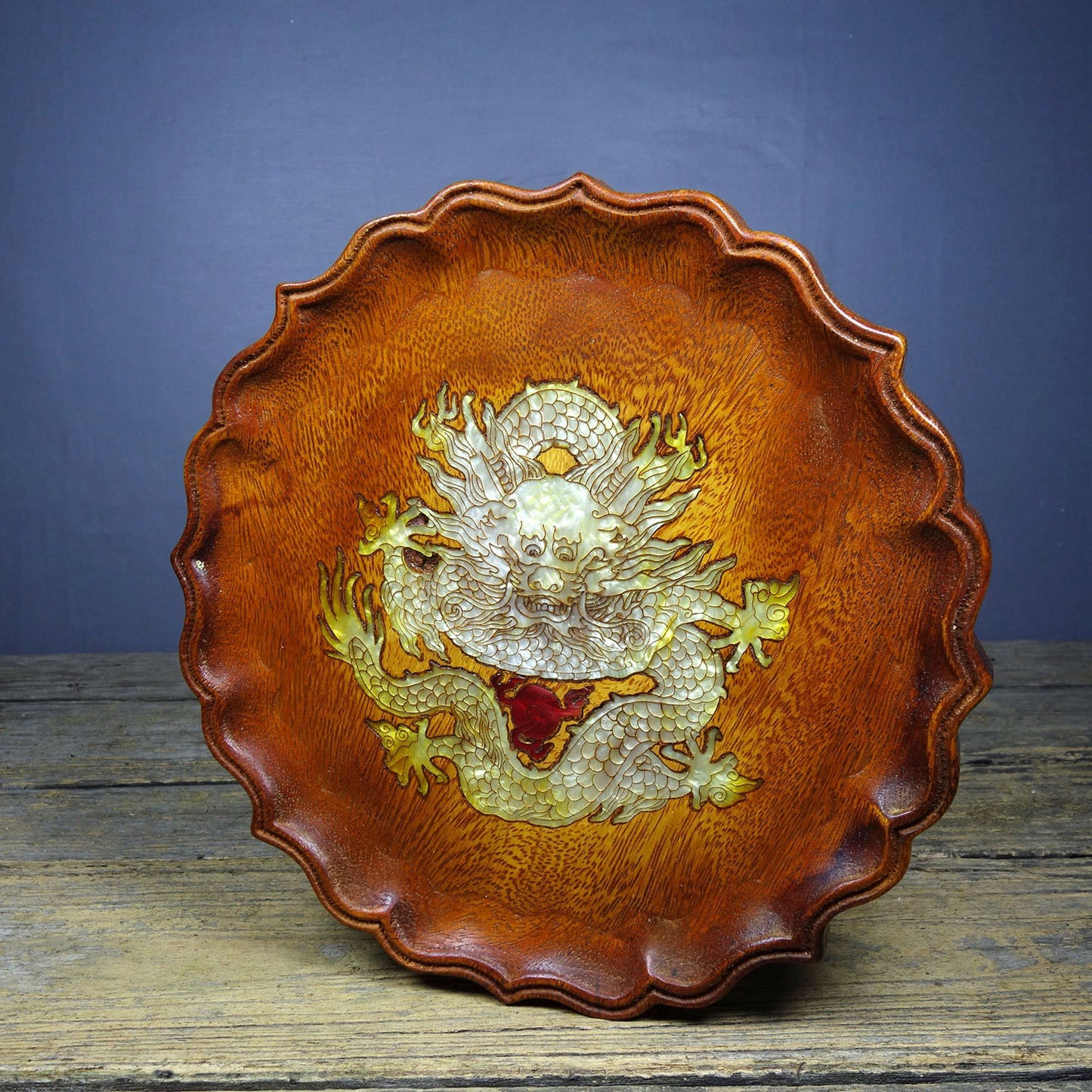 Chinese antique rosewood tea plate and fruit plate