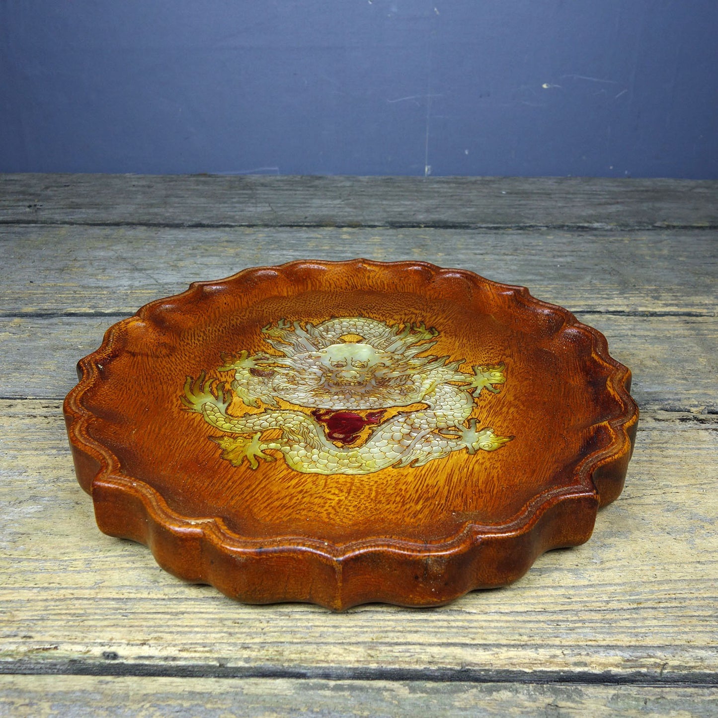 Chinese antique rosewood tea plate and fruit plate