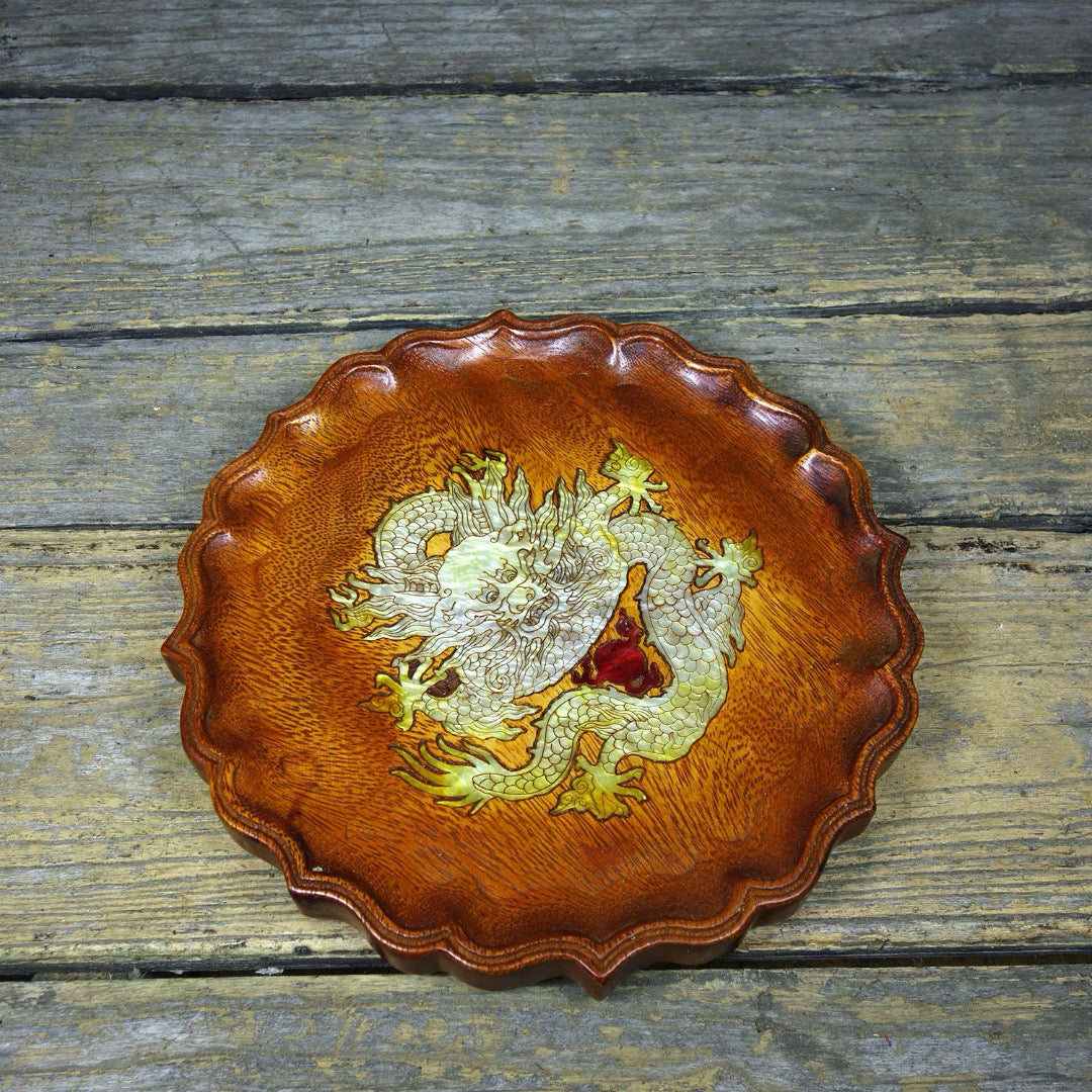 Chinese antique rosewood tea plate and fruit plate