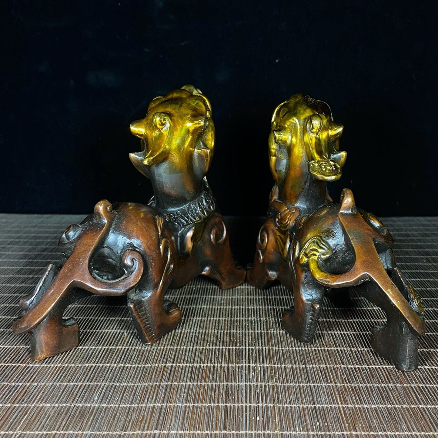 A pair of pure copper gilded lucky Pixiu to attract wealth