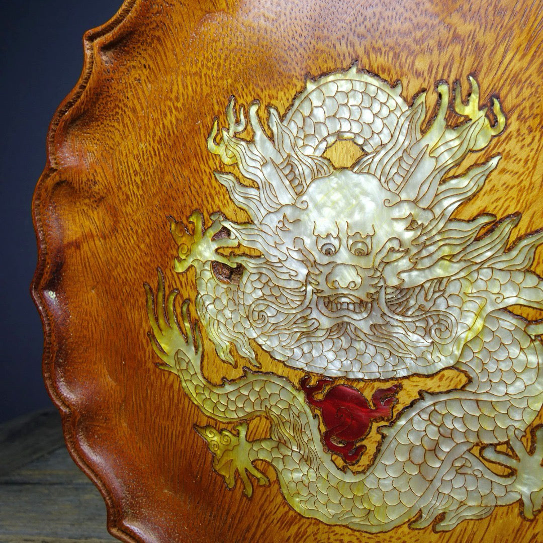 Chinese antique rosewood tea plate and fruit plate