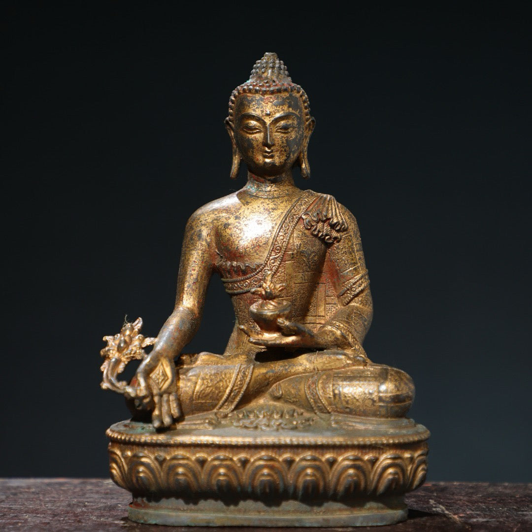 Bronze mud and gold [Medicine Buddha] Buddha statue