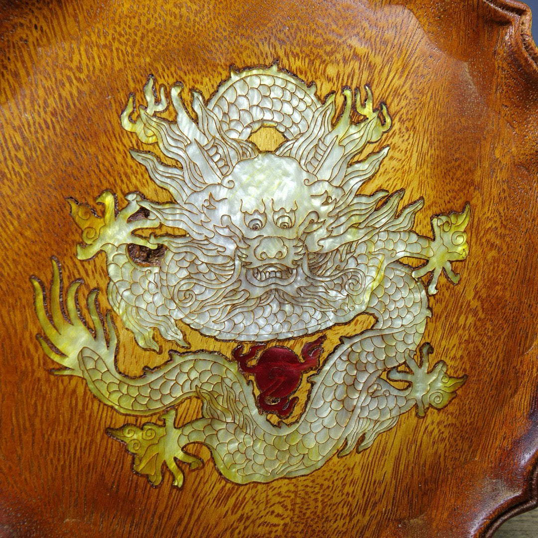 Chinese antique rosewood tea plate and fruit plate