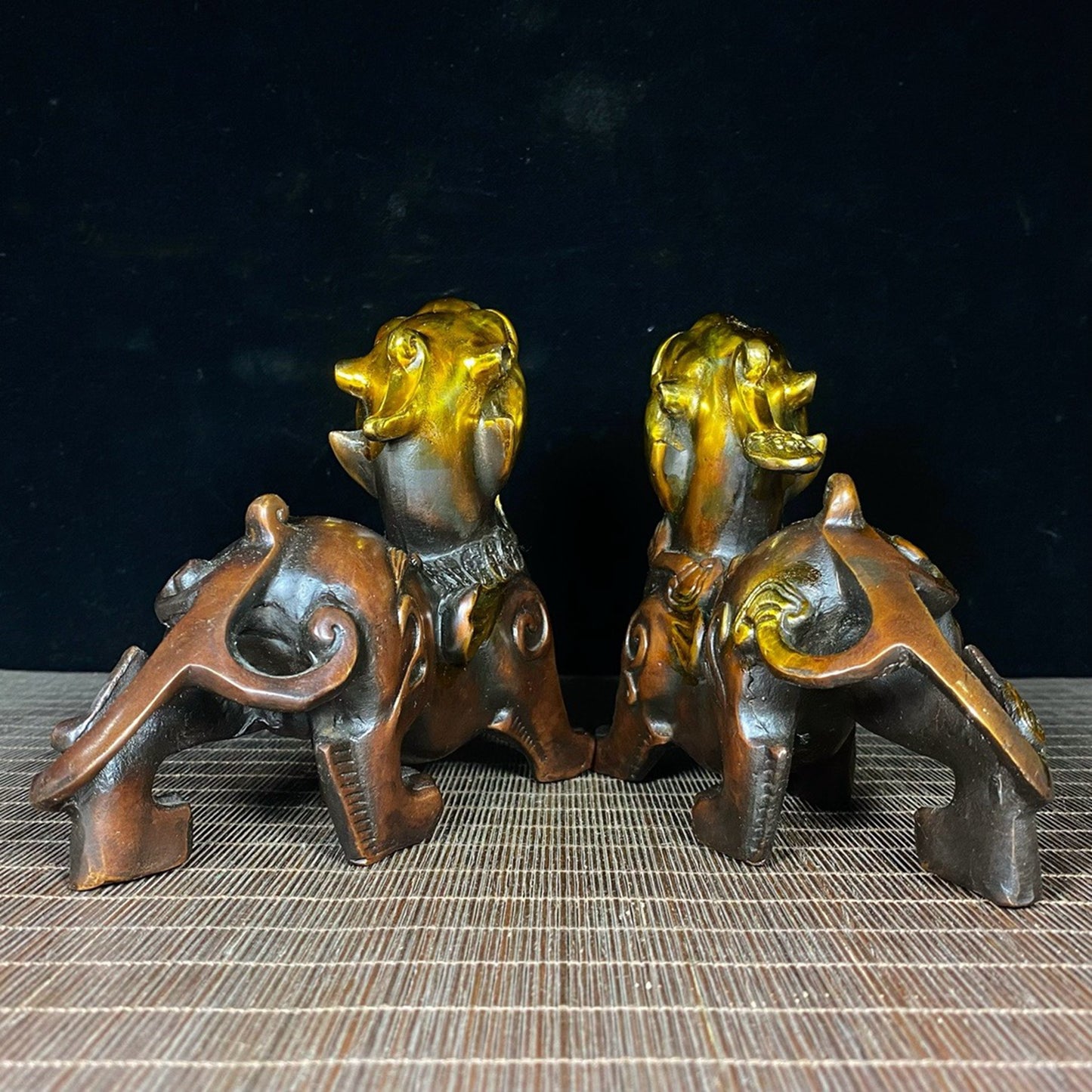 A pair of pure copper gilded lucky Pixiu to attract wealth