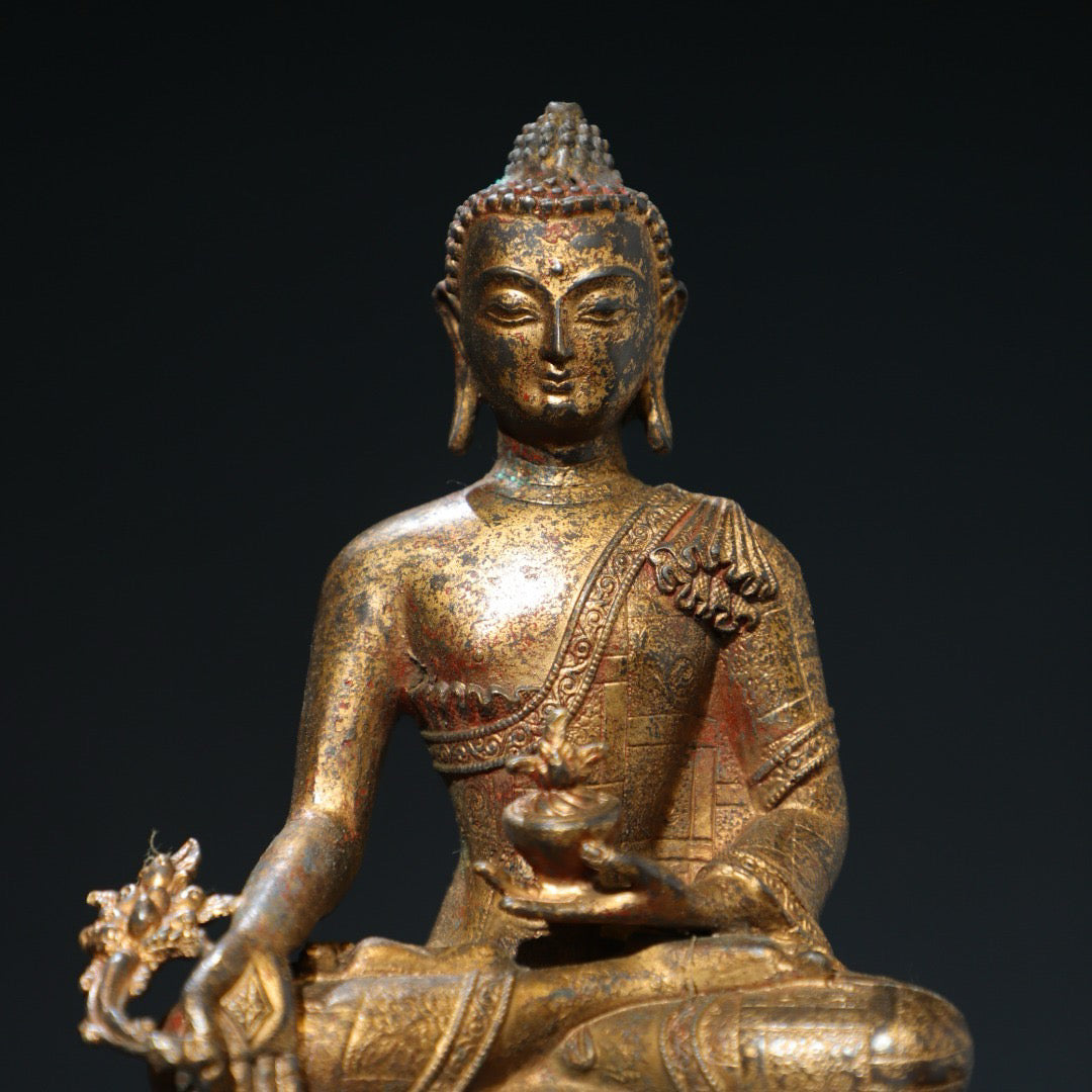 Bronze mud and gold [Medicine Buddha] Buddha statue