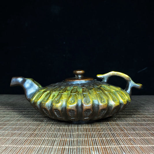 Pure copper gilded peacock open screen teapot