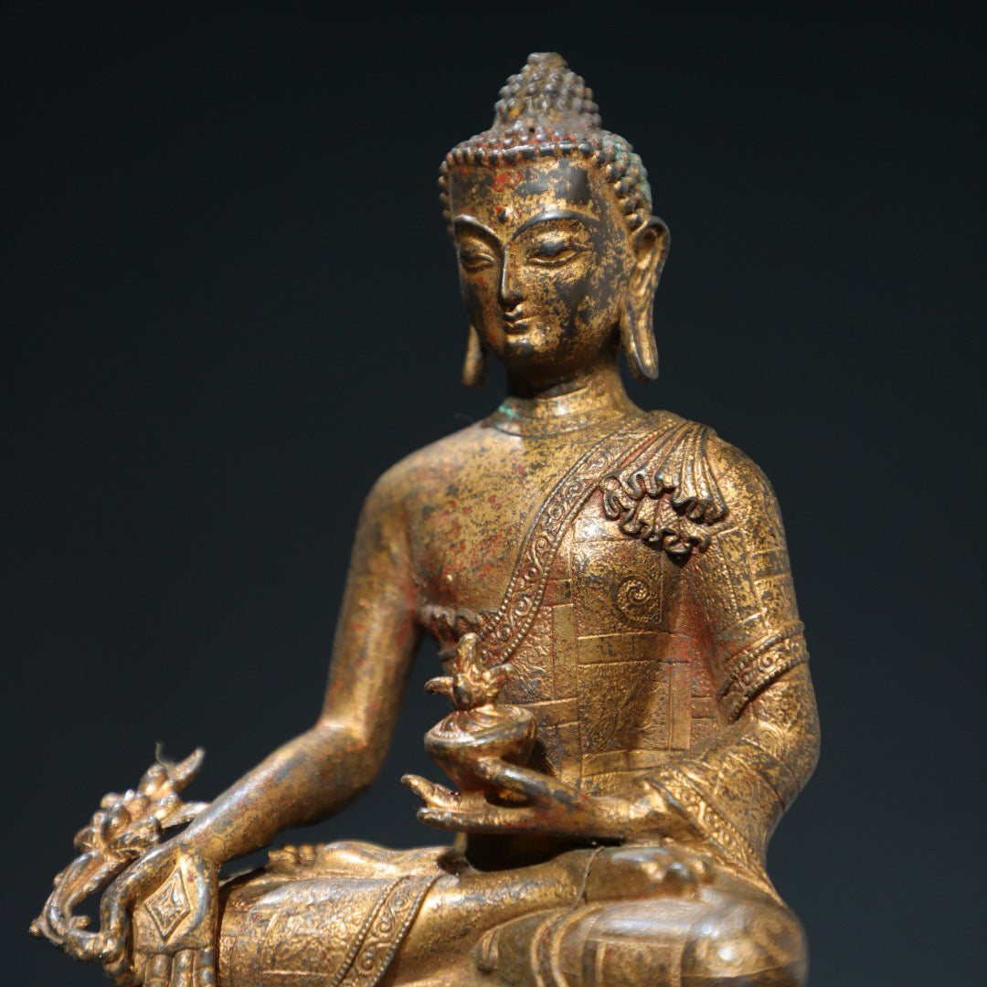 Bronze mud and gold [Medicine Buddha] Buddha statue