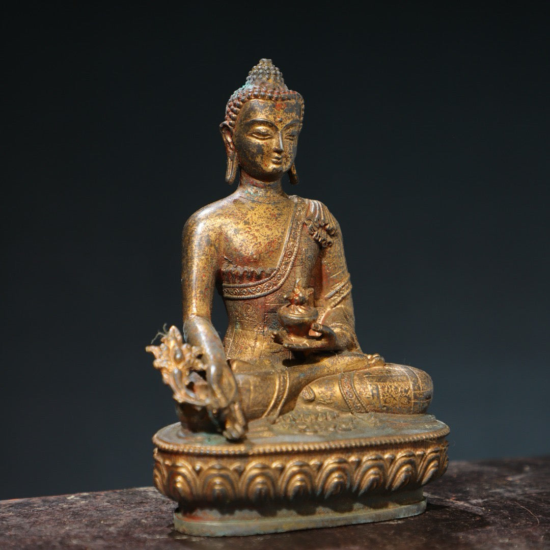 Bronze mud and gold [Medicine Buddha] Buddha statue