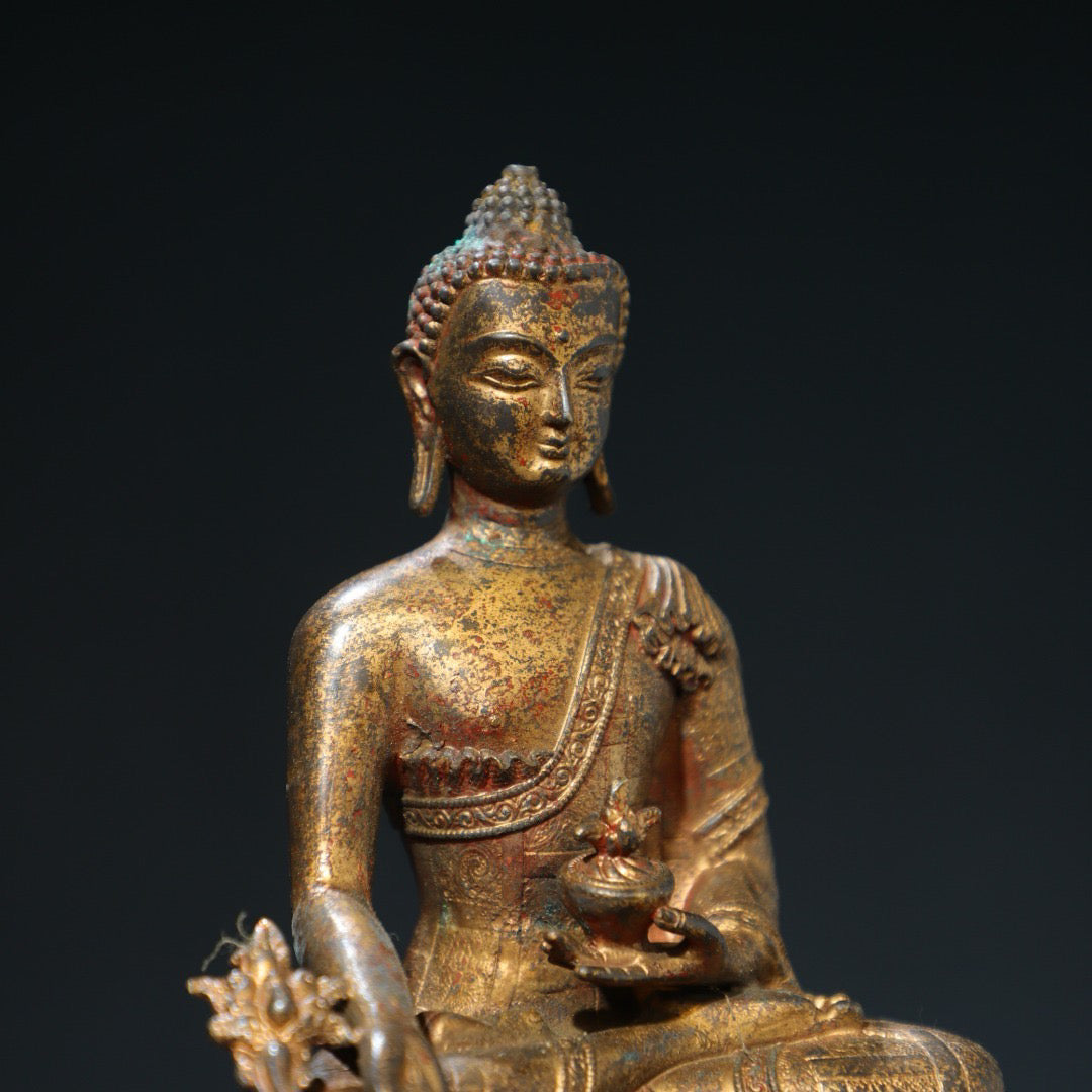 Bronze mud and gold [Medicine Buddha] Buddha statue
