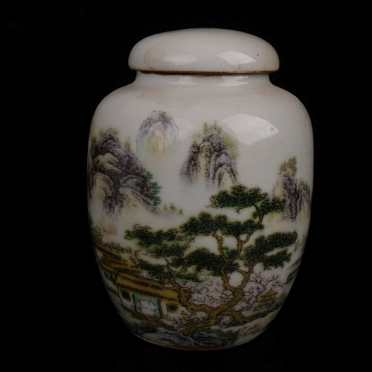 Pink serene and far-reaching patterned small tea jar