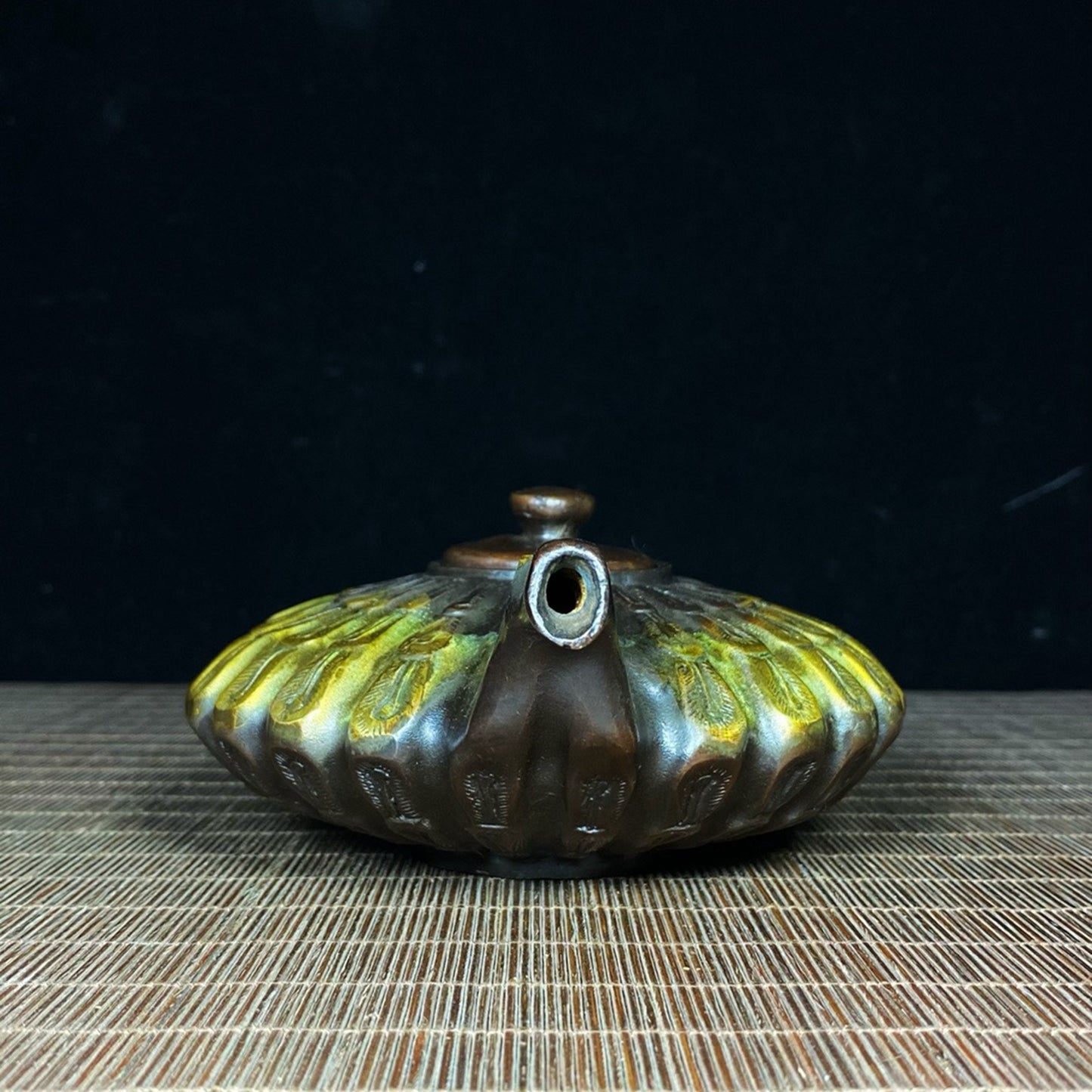 Pure copper gilded peacock open screen teapot